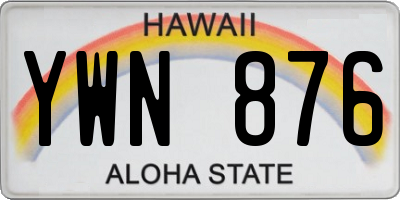 HI license plate YWN876
