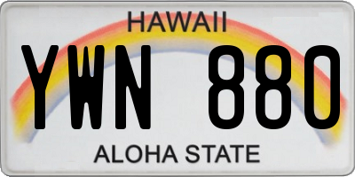 HI license plate YWN880