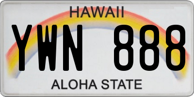 HI license plate YWN888