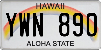 HI license plate YWN890