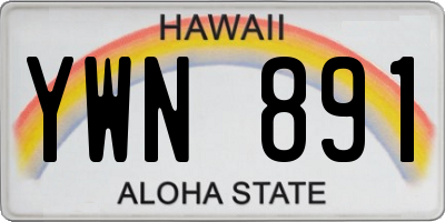 HI license plate YWN891