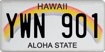 HI license plate YWN901