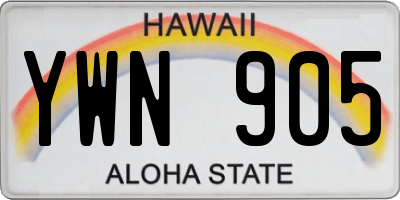 HI license plate YWN905
