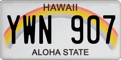 HI license plate YWN907