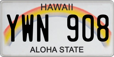 HI license plate YWN908