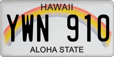 HI license plate YWN910