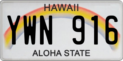 HI license plate YWN916