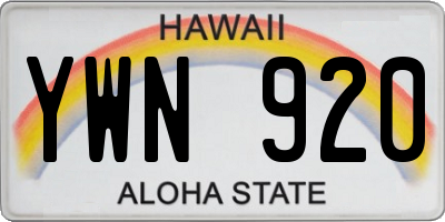 HI license plate YWN920