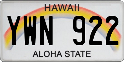 HI license plate YWN922
