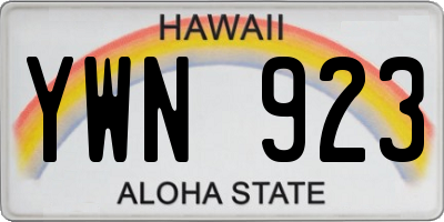 HI license plate YWN923