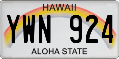 HI license plate YWN924