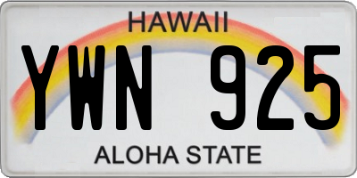 HI license plate YWN925