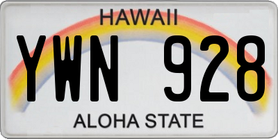 HI license plate YWN928