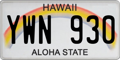 HI license plate YWN930