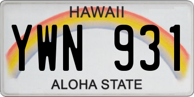 HI license plate YWN931