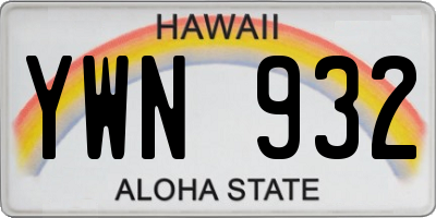 HI license plate YWN932