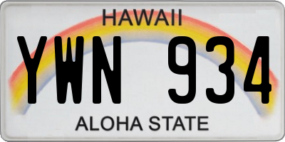 HI license plate YWN934