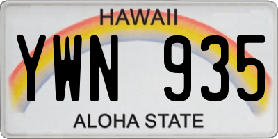 HI license plate YWN935