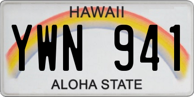 HI license plate YWN941