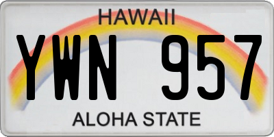 HI license plate YWN957