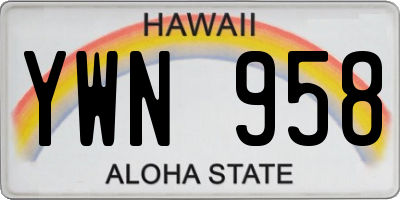 HI license plate YWN958