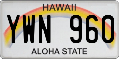HI license plate YWN960