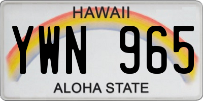 HI license plate YWN965