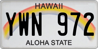 HI license plate YWN972