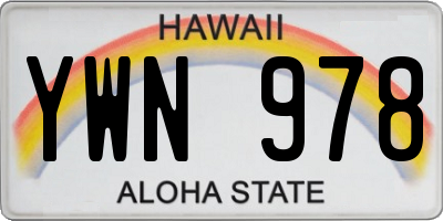 HI license plate YWN978