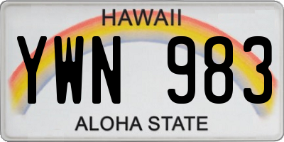 HI license plate YWN983