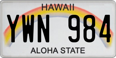 HI license plate YWN984