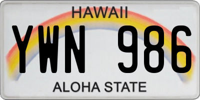 HI license plate YWN986