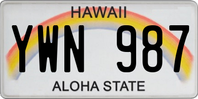 HI license plate YWN987