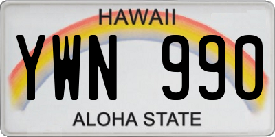 HI license plate YWN990