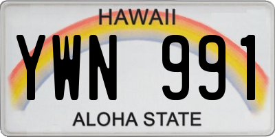 HI license plate YWN991