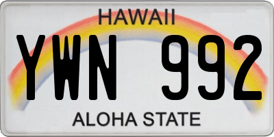 HI license plate YWN992