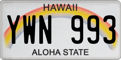 HI license plate YWN993