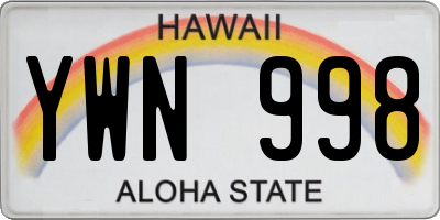 HI license plate YWN998