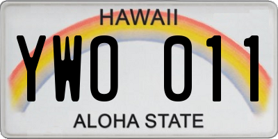 HI license plate YWO011