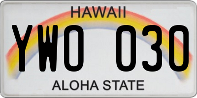 HI license plate YWO030