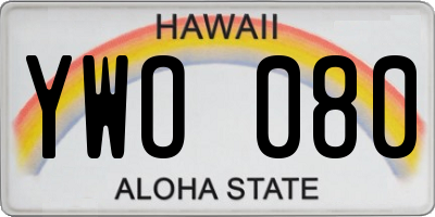 HI license plate YWO080