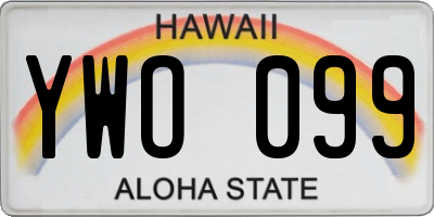 HI license plate YWO099