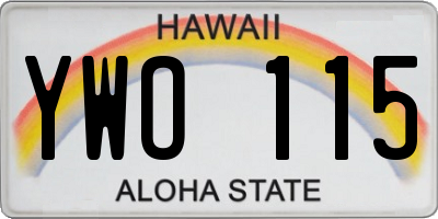 HI license plate YWO115