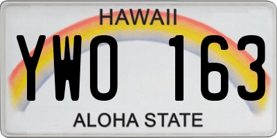 HI license plate YWO163