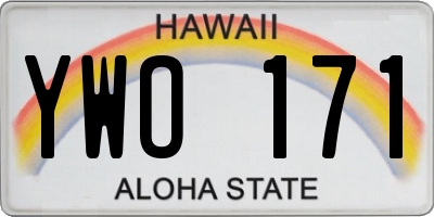 HI license plate YWO171