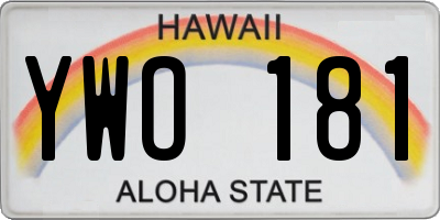HI license plate YWO181
