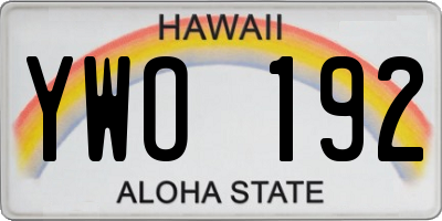 HI license plate YWO192