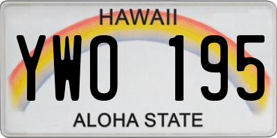 HI license plate YWO195