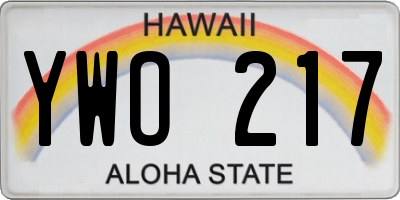 HI license plate YWO217