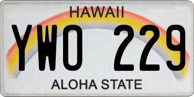 HI license plate YWO229